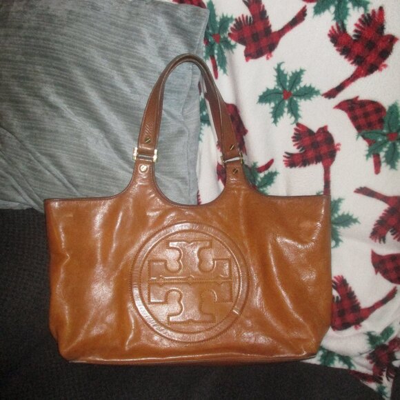 TORY BURCH “Bombe” Brown Leather Tote Bag - Picture 1 of 12